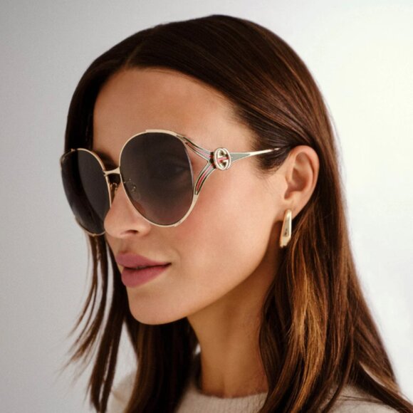 NWT GUCCI AUTHENTIC SUNGLASSES, WOMEN OVERSIZDE GUCCI - Picture 4 of 6